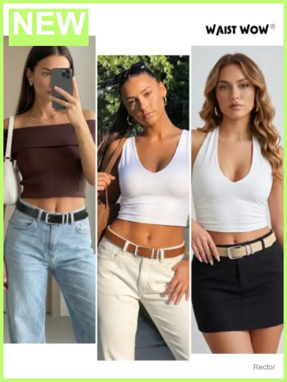 3 Pack Faux Leather Belt for Women with Gold Alloy Buckle Set
